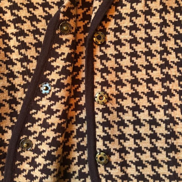 Willi Smith, Brown, Houndstooth, knit, wool-blend, sweater jacket blazer, Sz PM - Picture 5 of 7